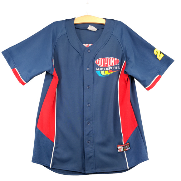 Chase Authentics Men's NASCAR DuPont Jeff Gordon Button Up Shirt Blue Large - Picture 1 of 16